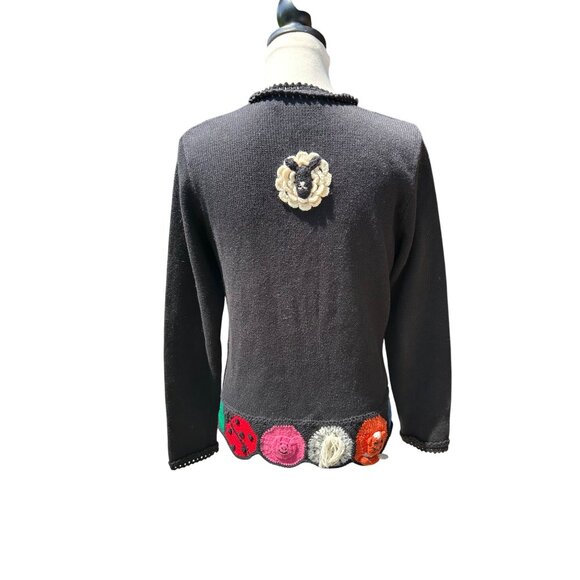 Susan Bristol Sz S Hand Embroidered Novelty Zoo Animal Zip Up Cardigan Wacky - Picture 2 of 12